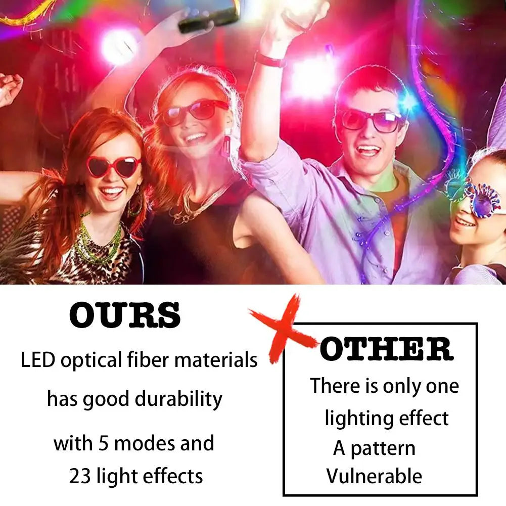 LED Fiber Optic Whip - Rechargeable Glowing Whip - for Raving EDM Festivals