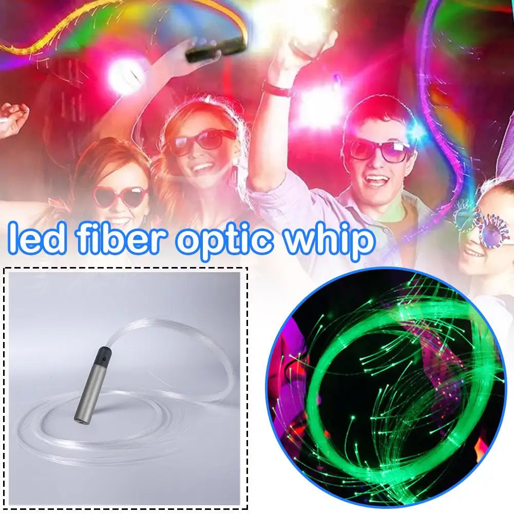 LED Fiber Optic Whip - Rechargeable Glowing Whip - for Raving EDM Festivals