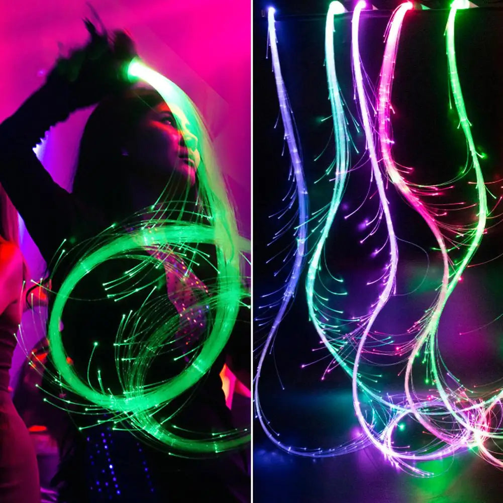 LED Fiber Optic Whip - Rechargeable Glowing Whip - for Raving EDM Festivals
