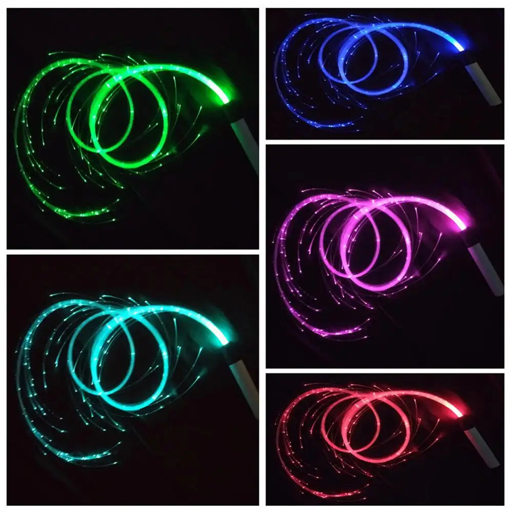 LED Fiber Optic Whip - Rechargeable Glowing Whip - for Raving EDM Festivals