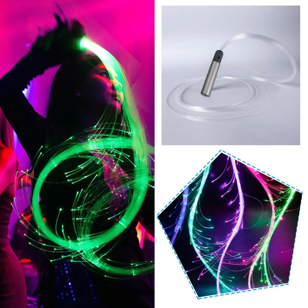 LED Fiber Optic Whip - Rechargeable Glowing Whip - for Raving EDM Festivals