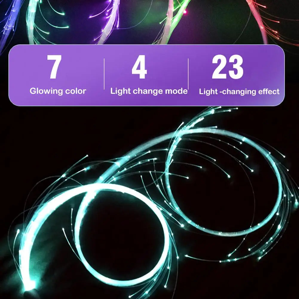 LED Fiber Optic Whip - Rechargeable Glowing Whip - for Raving EDM Festivals